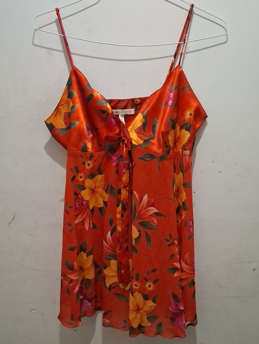 Victoria's Secret Orange Floral Tie-Front Camisole & Matching Thong